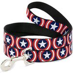 Buckle-Down Pet Leash - Captain America Shield Repeat Navy - 6 Feet Long - 1.5" Wide