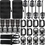 Molle Accessories Kit of 30 Attachments for 1" Webbing Molle Bag Tactical Backpack Vest Belt, Molle Attachments with Molle Pouches D-Ring Grimloc Locking Gear Clip Web Dominator Elastic Strings Buckle