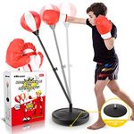 Punching Bag for Kids, Boxing Bag Set for Age 5,6,7,8,9,10, Height Adjustable Punching Bag Incl Boxing Gloves, Best Toy Gift for Boys