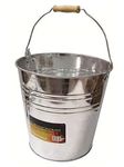 Garden Mile® Large 15L Galvanised General Purpose Metal Steel Bucket Metal Cleaning Bucket Galvanised Bucket Heavy Duty Strong Metal Bucket with wooden handle Steel Ash Coal bucket Fire Water (15L)