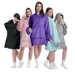 Oversized Blanket Hoodie for Men & Women,Thick Flannel Blanket with Sleeves and Giant Pocket Super Soft Warm Cozy Wearable Sweatshirt Hoodie for Adults (Purple)