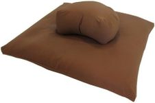 Buckwheat Crescent Zafu and Zabuton Meditation Cushion Set (2pc), Cinnamon