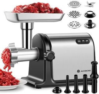 AAOBOSI Electric Meat Grinder 【3000W Max 】Heavy Duty Stainless Steel Meat Mincer with 3 Grinding Plates, 3 Sausage Stuffer Tubes & Kubbe Attachments,Easy One-Button Control