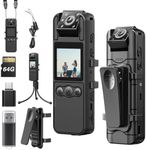 BOBLOV A26 Mini Body Camera 64GB with Rotation Lens, Tripod, 1080P Small Body Cams with Night Vision, 6 Hrs Video Recording, Personal Body Worn Camera for Service, Delivery Recording, Collect Evidence