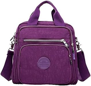 VVVSO Women's Waterproof Nylon Crossbody Shoulder Bag Durable Casual Backpack (Purple)