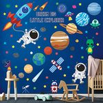 DECOWALL DS9-8058 Outer Space Wall Stickers Decal Peel Stick Removable Kids Nursery Bedroom PlayRoom Stars Planet Boy Solar system Galaxy Earth Moon Sun Décor Spaceship Astronaut rocket playroom