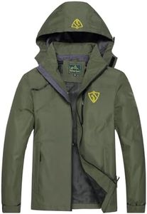 GIISAM Tactical Rain Jacket Men Army Green Lightweight Waterproof Shell Jackets Outdoor Hiking Cycling Raincoat Rain Coats