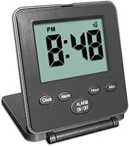 Digital Travel Alarm Clock - No Bells No Whistles Simple Basic Operation Alarm Snooze Small and Light ON/Off Switch Black