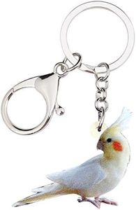 DUOWEI Cute Acrylic Bird Keychain Cockatiel Parrot Key Chain Charms Wallet Purse Decoration for Women Girls Gifts (White)