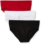 Warner's Women's Blissful Benefits No Muffin Top 3 Pack Hipster Panties, White/Black/Red, Small (Pack of 3)