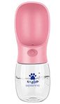 A+a Pets' Travel Bottle for Pets Leak Proof Portable Automatic Dog Water Bottle Dispenser for Travelling, Outdoor, Walking (with Suction Technology)(350ml) (Pink)