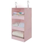 GRANNY SAYS 3-Shelf Hanging Closet Organizer, Pack of 1 Hanging Shelves for Closet Storage, Rangement Suspendu, Hanging Small Closet Organizers and Storage, Hanging Clothes Organizer for Closet, Pink