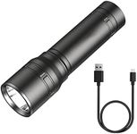 LED Flashlight, USB Rechargeable Flashlights, Bright Lightweight Flash Light, 4 Modes Tactical Waterproof Handheld Flashlight for Camping, Running, Hiking and Emergencies (Black)