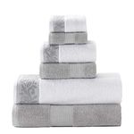 Amrapur Overseas 600 GSM 6-Piece Towel Set with Filgree Jacquard Border Silver