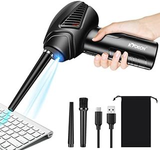 Compressed Air Duster, KYOEON Portable Cordless Computer Cleaning Duster, 45000 RPM Black, Type-C 10W Fast Charging, Electric Keyboard Dust Blower replace Compressed Air Cans for Office, Car, Pet House with 6000mAh Rechargeable Battery Operated