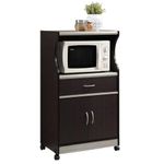 Hodedah Microwave Kitchen Cart in Chocolate Gray