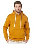 Amazon Brand - Symbol Men's Cotton Blend Neck Hooded Regular Fit Sweatshirt (AW18MNSSW02_Amber Gold_Large)