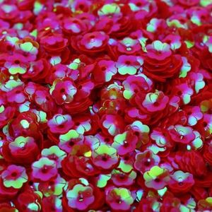 4000pcs 6mm Glitter Flower Bulk Loose Sequins Iridescent Round Embroidery Paillettes Crafts Sequins Cup Spangles for Sewing Christmas Wedding Confetti Decoration Accessories(Red)