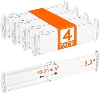 Lifewit Drawer Dividers for Clothes, 3.2" Tall 10.5"-16.5" Expandable Dresser Drawer Organizers, Adjustable White Plastic Separators for Kitchen, Cabinet, Nursery, Socks & Underwear Storage, 4 Pack