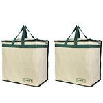 Double R Shopping Grocery Vegetable Bag With Reinforced Handles & Thick Base With Storage Covers Zip (Green, Pack Of 2)