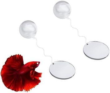 Naisfei 2 Set Floating Betta Exercise Mirror,Betta Exercise Mirror, Floating Betta Exercise Mirror,with Floating Ball for Fish Tank Betta Fish Toy Fish Tank Mirror Single Side Betta Mirror