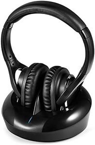 Wireless RF TV Headphones Optical 2.4GHz UHF HiFi Transmitter 328 feet Wireless Range Clear Stereo Sound with Charging Dock for Smart TV PC Phone Laptop (Headphone with RF Transmitter)