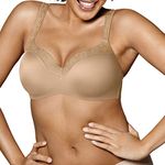 PLAYTEX Women's Secrets Coverage Underwire, Balconette T-Shirt Bra for Full Figures, Opaque, Nude, 36C