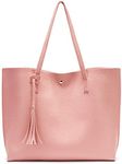 Nodykka Women Tote Bags Top Handle Satchel Handbags PU Faux Leather Tote Bag with Tassel Shoulder Purse, Baby-pink-p, One Size