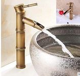 24x7 eMall Bamboo Bathroom Basin Mixer Basin tap washbasin tap Faucet Brass 12 inch Height. Hot and Cold Water