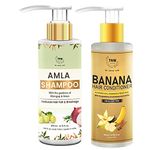 TNW-The Natural Wash Amla Shampoo (200ml) and Banana Hair Conditoner (200ml) for Men and Women | All Natural, No Harmful Chemicals | Amla Shampoo and Hair Conditoner Combo Pack