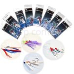 NGT Fishing Hook, 8 Packs Bass Mackerel Feathers Cod Lure, Sea Fishing Boat Tackle Rigs, Salt Water Resistant, Small and Light, Assorted Colors