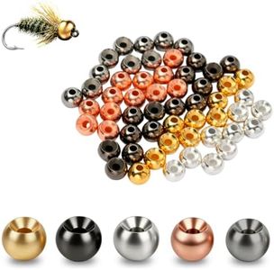 100pcs Fly Tying Tungsten Beads –Nymph Beads for Faster Sinking, 12 Sizes & 5 Colors, Tungsten Beads for Fly Fishing Materials,Ideal for Wooly Buggers,Bass Patterns(100-MIX-3.5mm-10#-12#)