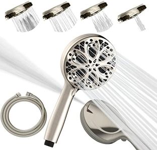 SparkPod Shower Head and Hose Set - High Pressure Showerhead with 10 Spray Settings - Luxury 5" Handheld High Power Shower Heads with High Pressure Jets - Brushed Nickel (No Filter)