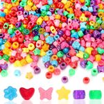 UPINS 1200 Pcs Colored Shaped Pony Beads Mixed Perforated Pony Beads Assorted Heart Flower Star Butterfly Beads for Jewelry Making Friendship Bracelets Necklace Craft Hair Beaded