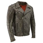 Milwaukee Leather MLM1515 Men's Classic Beltless Distressed Brown Leather Triple Stitched Motorcycle Biker Jacket - XX-Large