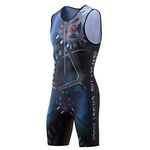 Men Triathlon Tri Suit Padded Compression Running Swimming Cycling Skinsuit Blue M
