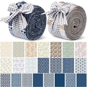 Tatuo 80 Pcs Cotton Fabric Roll up Fabric Strips Bundle 2.55" Quilting Fabric Precut Roll for Quilting Patchwork Sewing for Thanksgiving Fall Christmas DIY Craft Blanket Purse Making (Elegant Style)