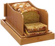 Bread Slicer, Bamboo Wood Homemade Bread Guide, 3 Slice Thickness, Foldable Compact Cutting Guide with Crumb Tray