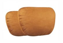 CARIZO Velvet Ergonomic Car Headrest Pillow - Pack Of 2 Travel In Comfort With Adjustable Support For Long Drives! (Tan)