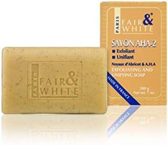 Fair & White Original AHA Exfoliating Soap - 200g / 7oz – Skin Brightening Soap, Lactic Acid Bar, Fade Dark Spots on: Face, Knees, Body & Armpits