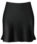 Velinsak Mini Skirts for Women Summer Satin Silk High Waisted Short A Line Slip Skirt Black Medium