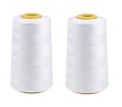 ECOPOLY Strong And Durable Cotton Polyester Sewing Thread Spool For Sewing, Stitching, Overlock, Surger, Murrow (2 Pcs White, 5000 Meter)