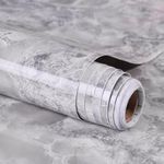 YCJYZLF Grey Marble Contact Paper, Peel and Stick Wallpaper, Self Adhesive Removable Wallpaper Waterproof, Glossy Granite Wall Paper for Kitchen Countertop Bathroom, Cabinet, 15.7" x 118" Vinyl