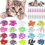 RvPaws 20 Cat Nail Cap Covers – Medium Size Soft Claws with Glue – Stylish Grooming Protection for Cats