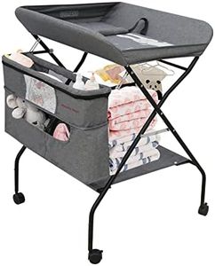 Kiss My Heart Portable Baby Changing Table, Diaper Changing Table Dresser Changing Station for Infant, Diaper Changing Table Pad, Mobile Nursery Organizer for Newborn -Grey