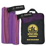 Camping Towel by Wise Owl Outfitters - Ultra Soft Compact Quick Dry Microfiber - Great for Fitness Hiking Yoga Travel Sports Backpacking The Gym - Free Bonus Hand Towel Purple XL 30x60