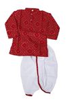 ANNA'S Fashion Traditional Chunari Print Kurta & Dhoti Set Special for Kids Boys Indigo(Red 6-12 Months)