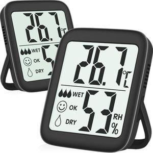 Antonki 2 Pack Room Thermometer for Home, Indoor Hygrometer Humidity Meter Gauge, Digital Temperature and Humidity Sensor Monitor for House, Terrarium, Incubator, Greenhouse - Battery Included