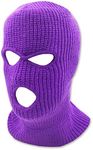 3 Hole Knitted Full Face Ski Mask Winter Balaclava Face Cover for Outdoor Sports (Purple)