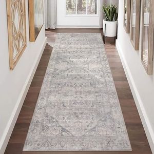 Homcomodar Vintage Runner Rugs for Hallway 65x180cm Distressed Area Rug Runner Non-Shedding Floor Carpet Runner Washable Hallway Rug for Kitchen Hallway Bathroom Bedroom
